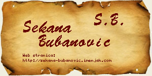 Sekana Bubanović vizit kartica